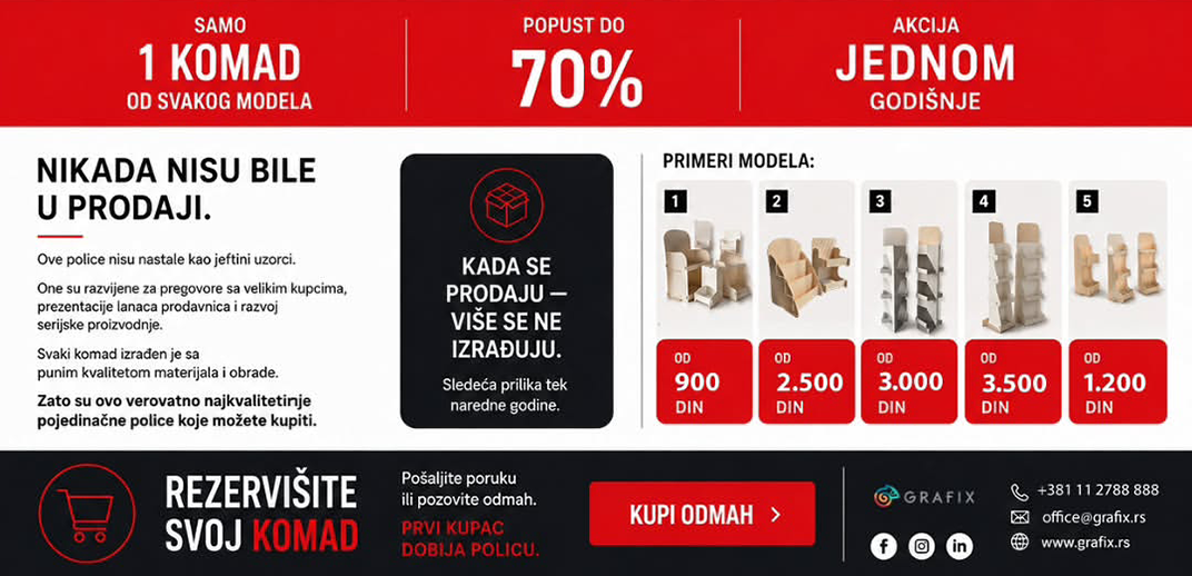 Raspordaja reklamnih displeja i promotivnih stalaka